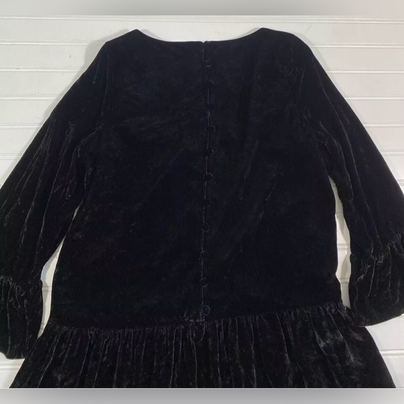 Madewell Black Velvet Bell Sleeve Drop Waist Dress Womens Size XS Romantic Goth - Picture 15 of 15